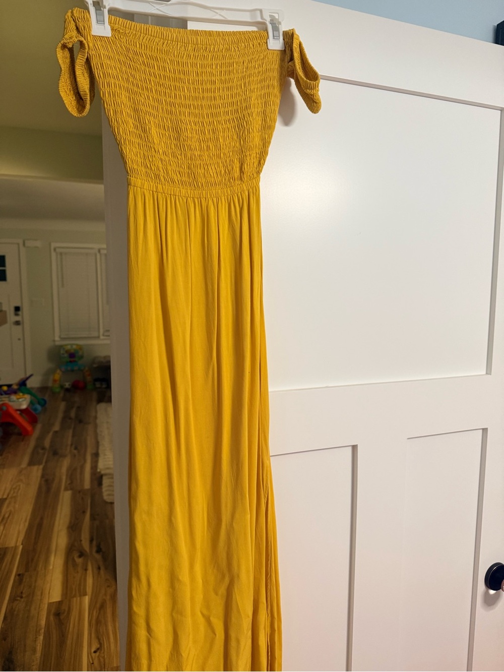Express Mustard Yellow Smocked Maxi Dress